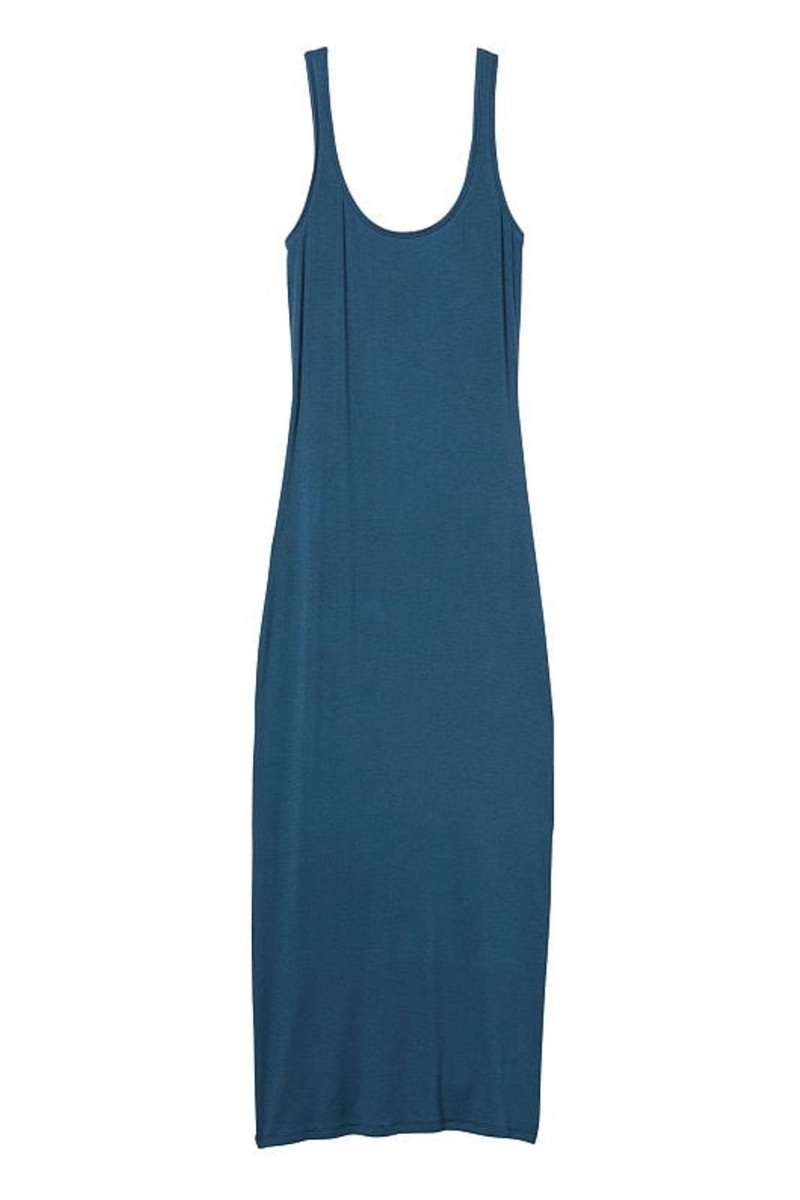 Victoria's Secret Modal Acanalado Long Slip Vestido Azules | 428715CZG