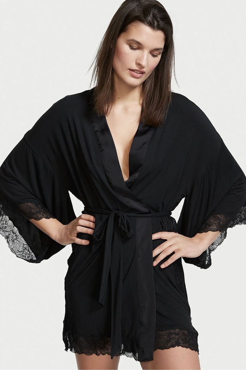 Victoria\'s Secret Modal Encaje Robe Negras | 496813PAY