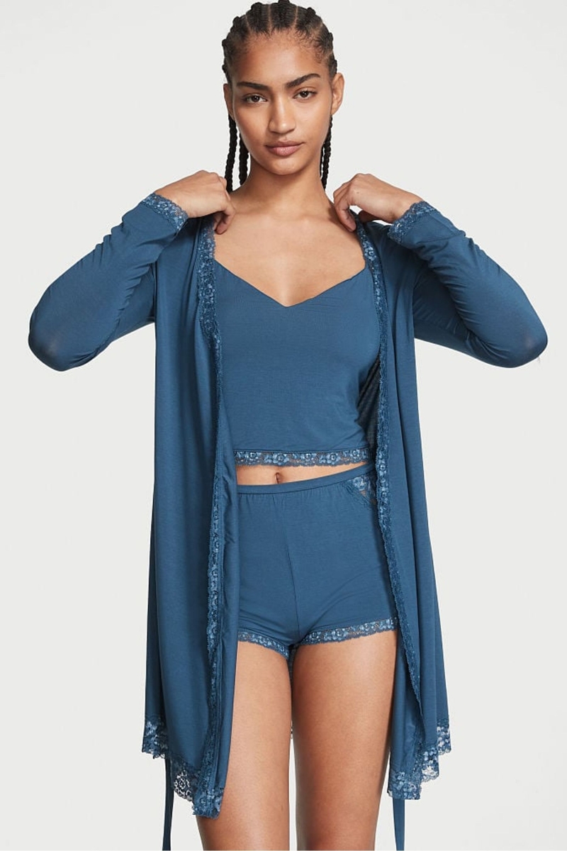 Victoria's Secret Modal Encaje Trim Robe Azules | 695342YRP