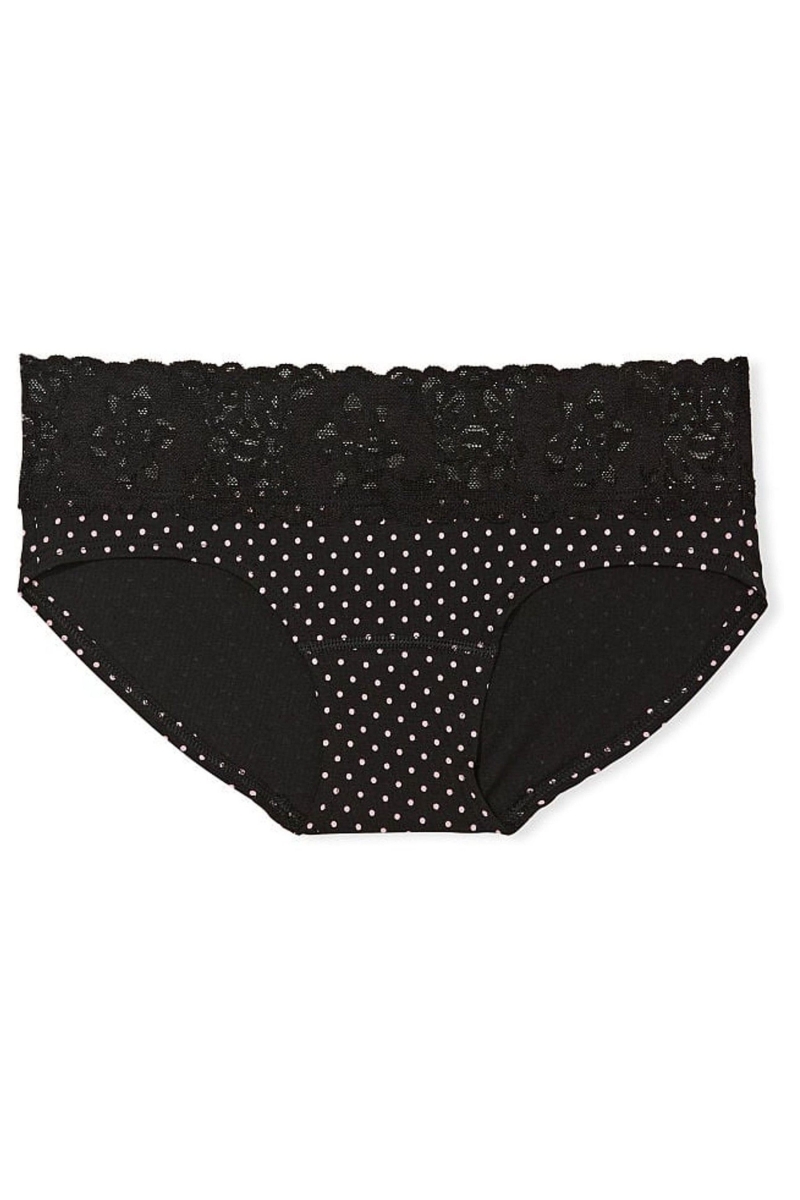 Victoria's Secret No-Show Encaje Cintura Hipster Panties Negras | 467092CUI