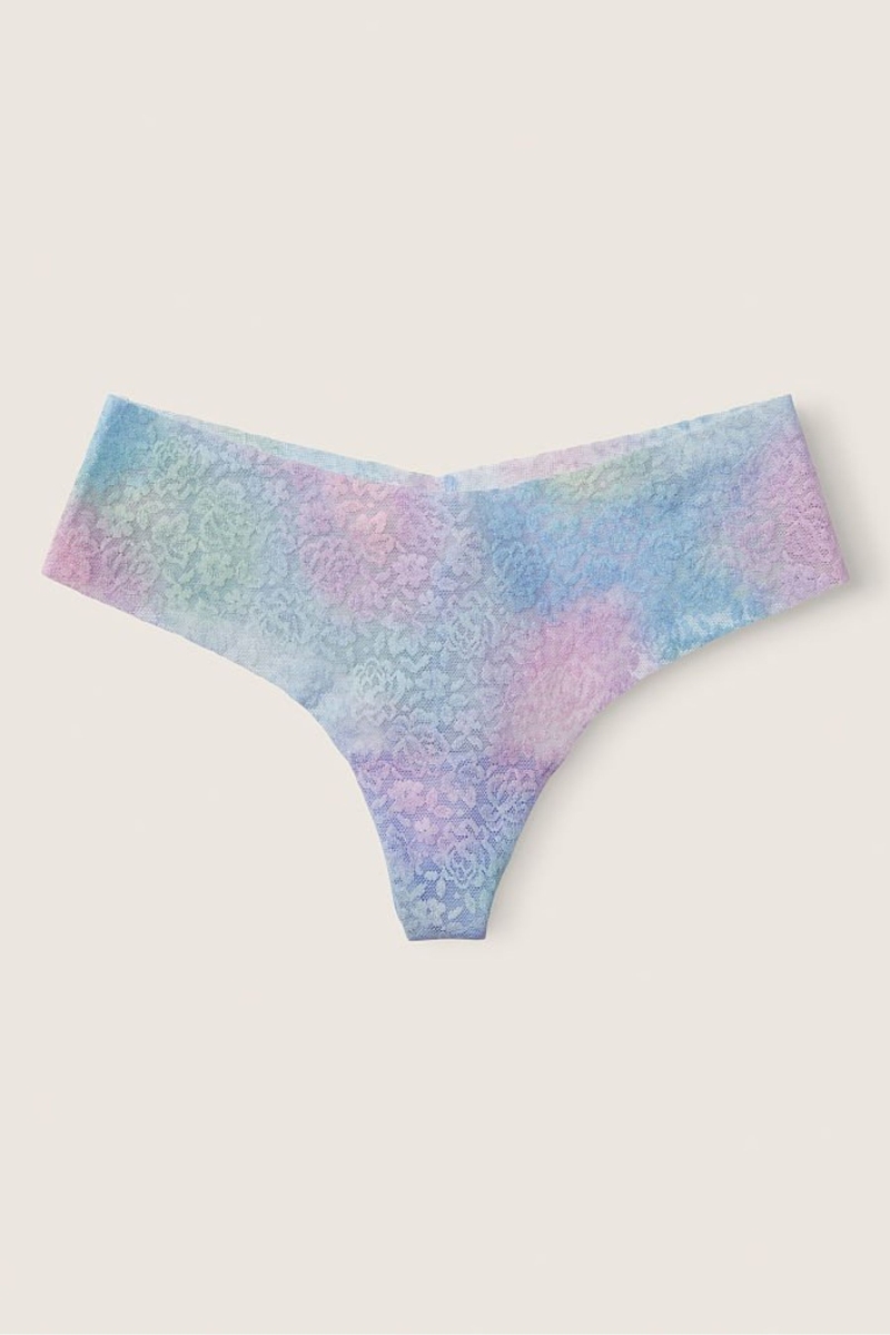 Victoria\'s Secret No Show Tanga Encaje Panties Azules | 128076ZFA