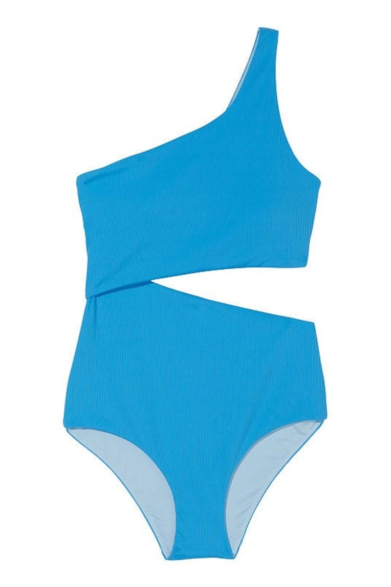 Victoria's Secret One Shoulder Swimsuit Azules | 831092NIP