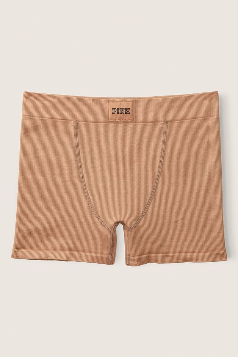 Victoria's Secret Period Pants High Cintura Rib Seamless Boxer Brief Iced Mocha Nude | 450912BRV