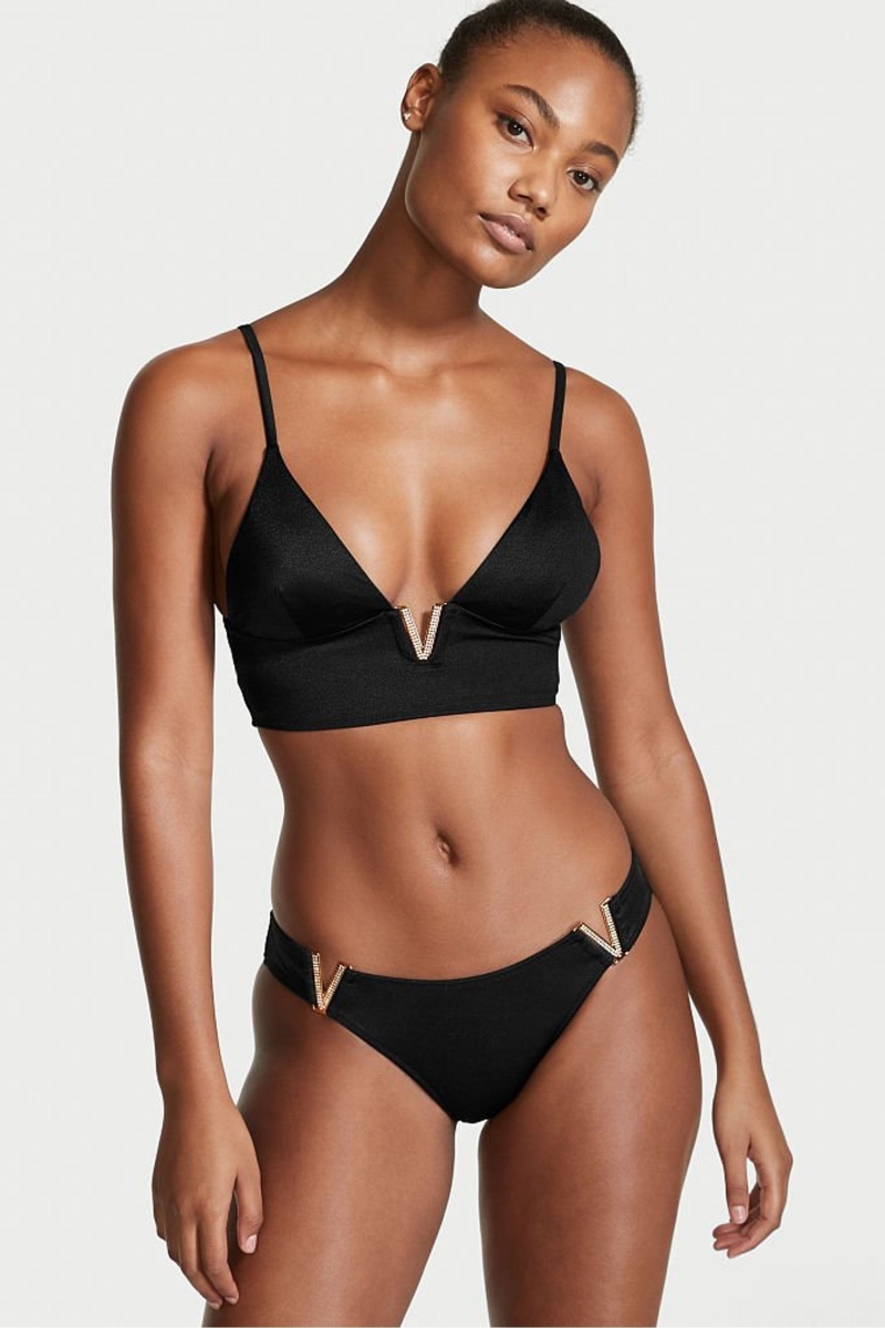 Victoria\'s Secret Plunge Triangle Bikini Top Negras | 681572MIA