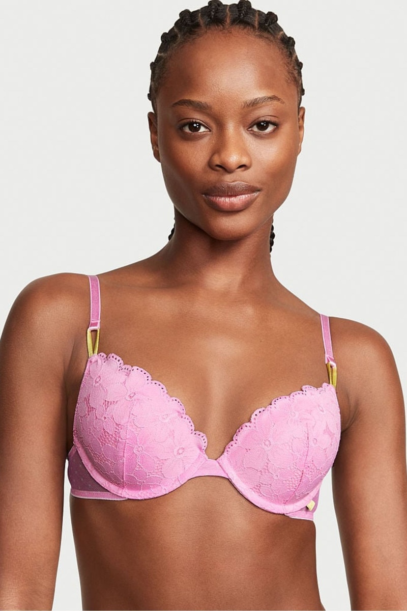 Victoria\'s Secret Push Up Encaje Bra Azules | 315246VMB