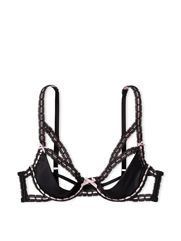 Victoria's Secret Ribbon Trim Open Quarter Cup Bra Negras | 790864XZT