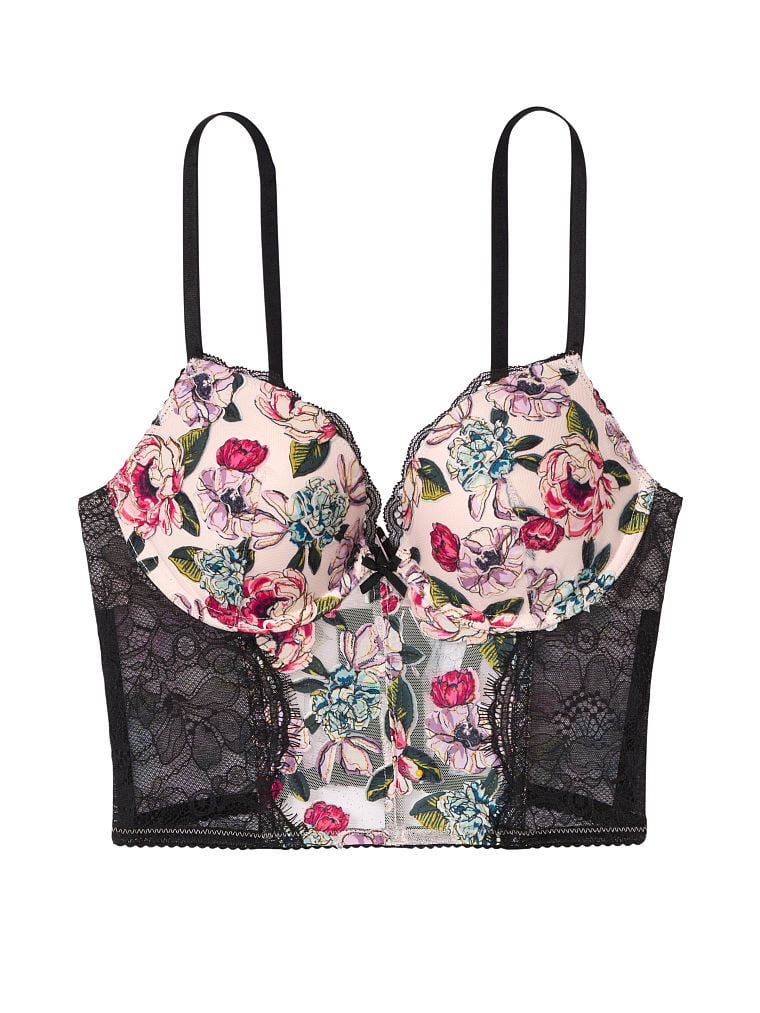 Victoria's Secret Rose Embroidered Push-Up Bra Top Rosas | 361029DGO