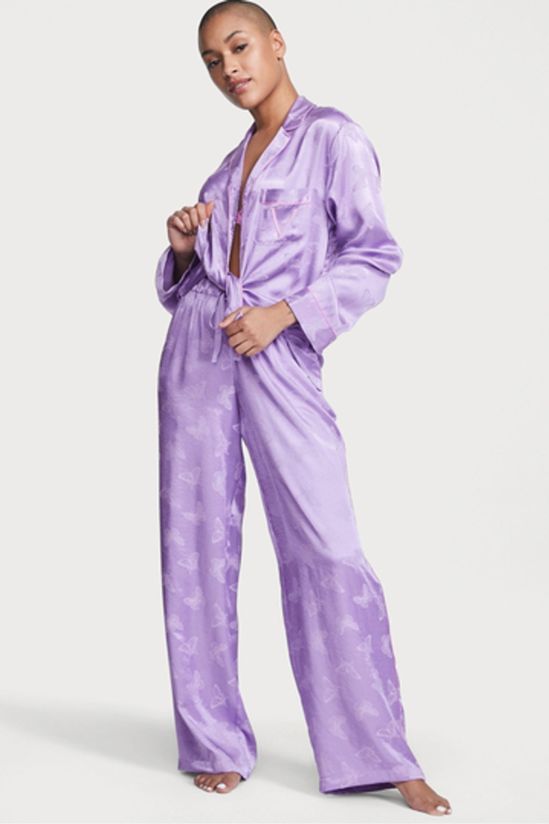 Victoria\'s Secret Satin Long Pyjama Set Secret Crush Butterflies | 482365KIS