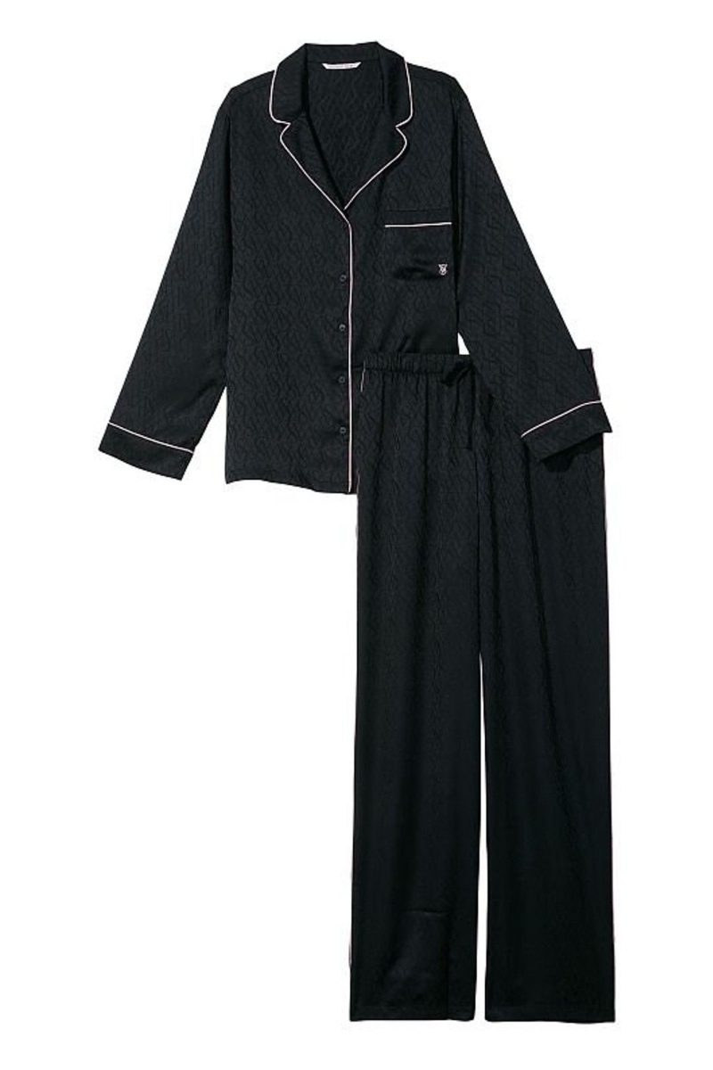 Victoria's Secret Satin Long Pyjamas Negras | 548723VDL