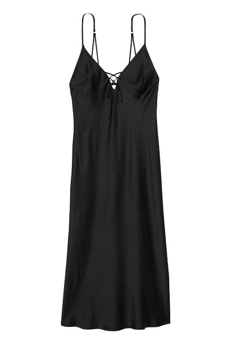 Victoria's Secret Satin Midi Slip Negras | 905137SVK