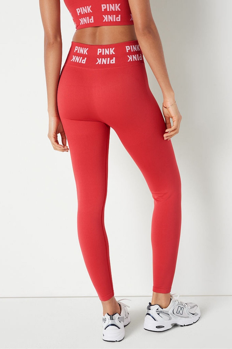 Victoria's Secret Seamless High Cintura Full Length Leggings Rojas | 257109ECJ