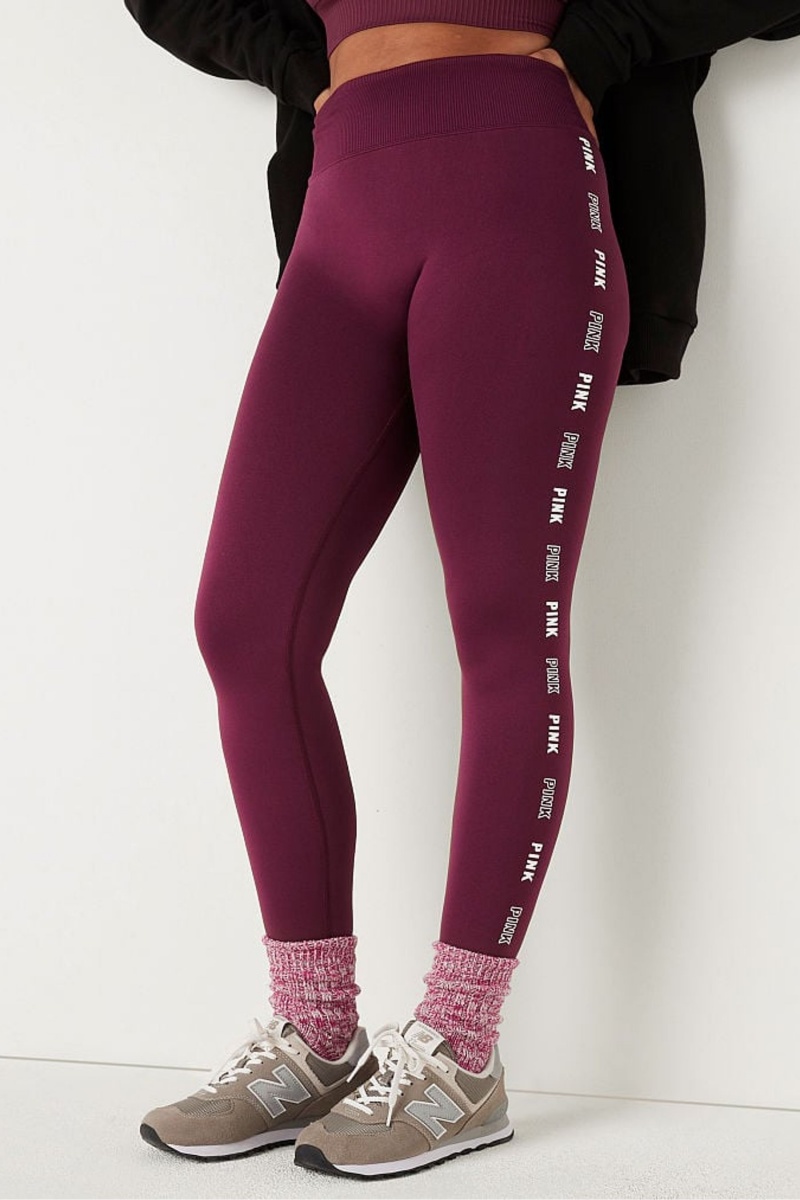 Victoria\'s Secret Seamless High Cintura Full Length Legging Burdeos Rojas | 671390HPK