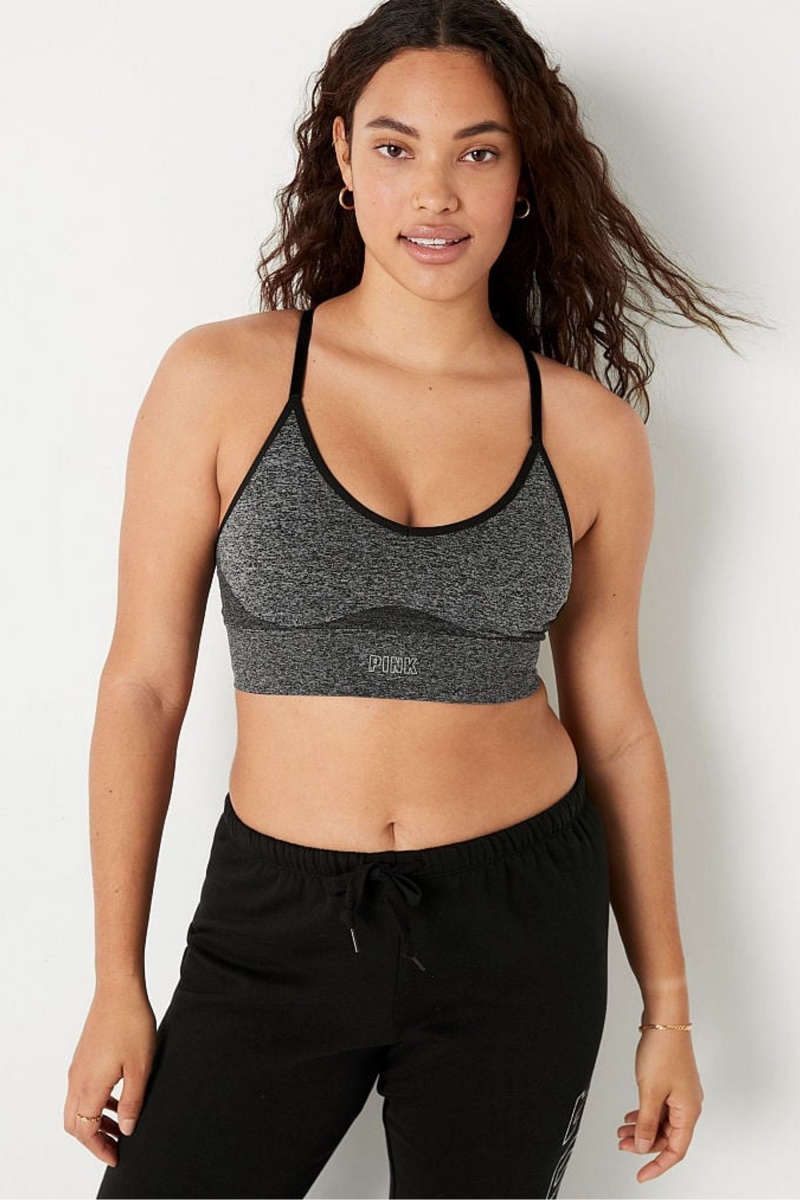 Victoria's Secret Seamless Lightly Forro V-Neck Sports Bra Negras | 713428TBU