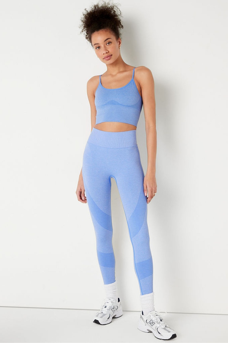 Victoria's Secret Seamless Lightly Forro Sports Crop Bra Azules | 963042APN