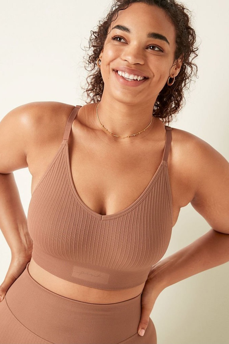 Victoria\'s Secret Seamless Lightly Forro Low Impact Sports Bra Rosas | 975418LET