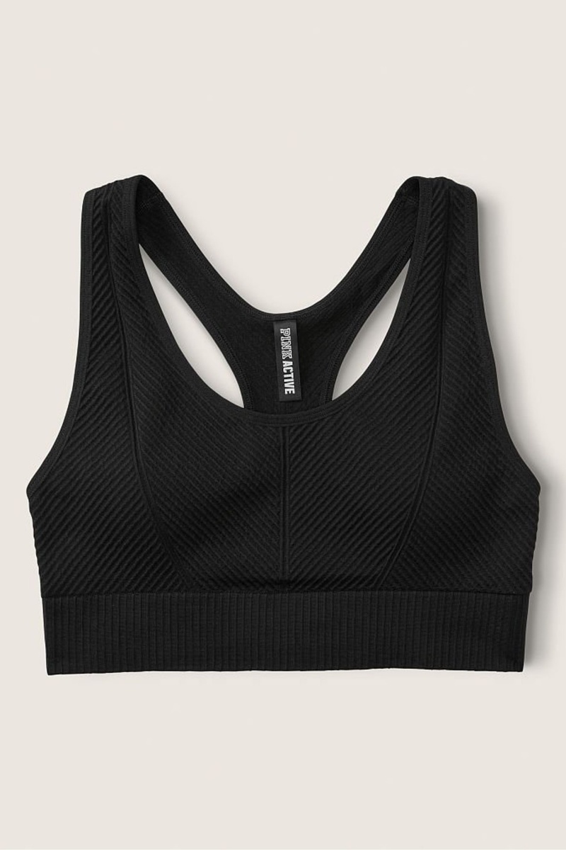 Victoria\'s Secret Seamless Seamless Lightly Forro Low Impact Racerback Sports Bra Negras | 308952MZU