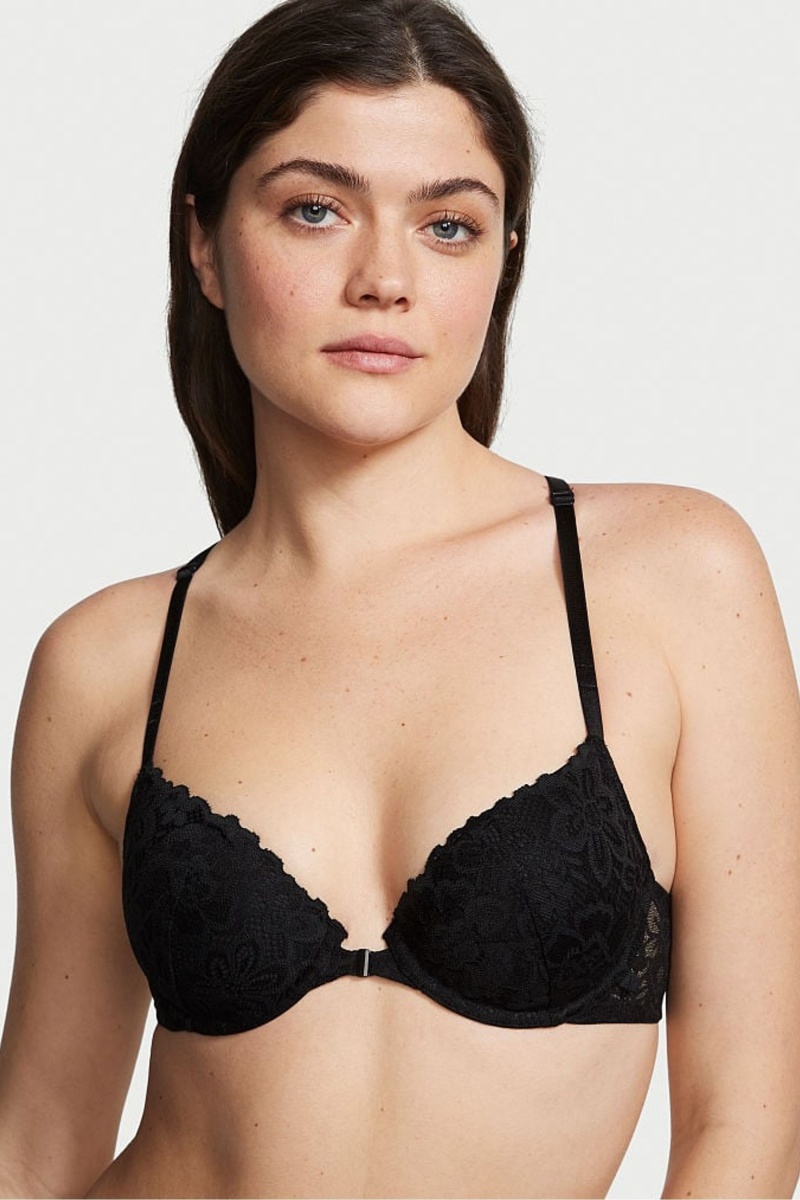 Victoria\'s Secret Sexy Tee Encaje Front Fijacion Push Up T-Shirt Bra Negras | 378915CTS