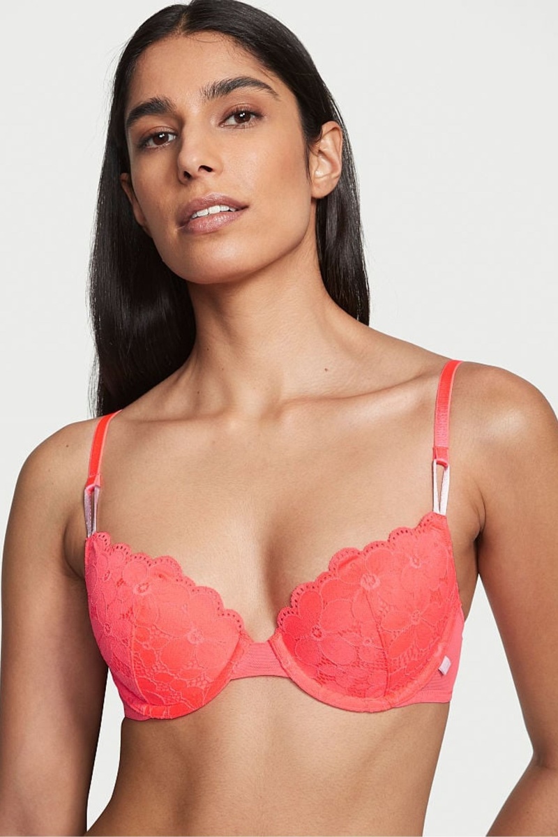 Victoria\'s Secret Sexy Tee Encaje Lightly Forro T-Shirt Bra Coral Naranjas | 413825WXU