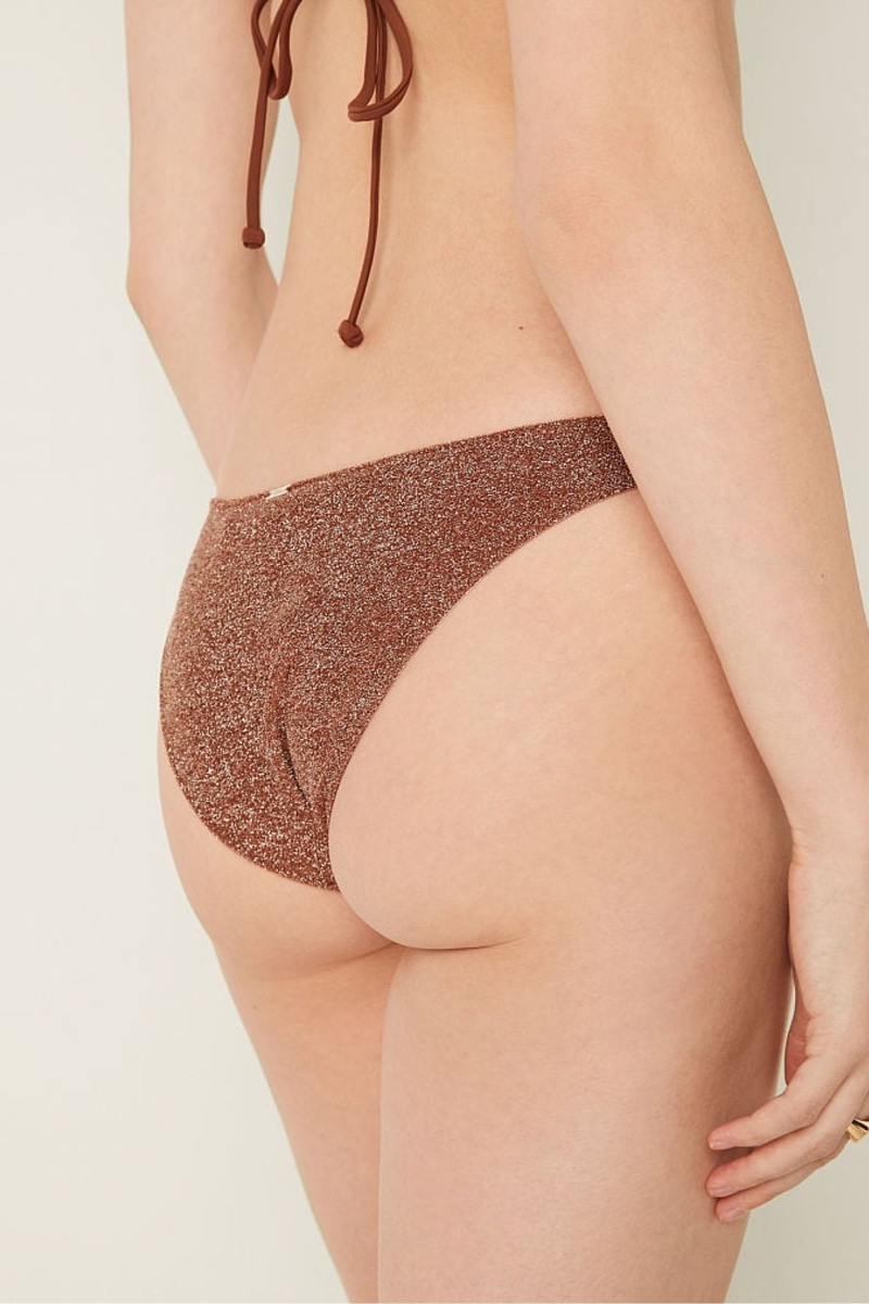 Victoria's Secret Shimmer High Cintura Cheeky Bikini Bottom Soft Cappucino | 589147LKT