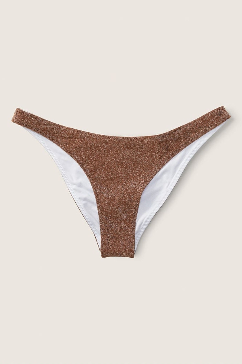 Victoria's Secret Shimmer High Cintura Cheeky Bikini Bottom Soft Cappucino | 589147LKT