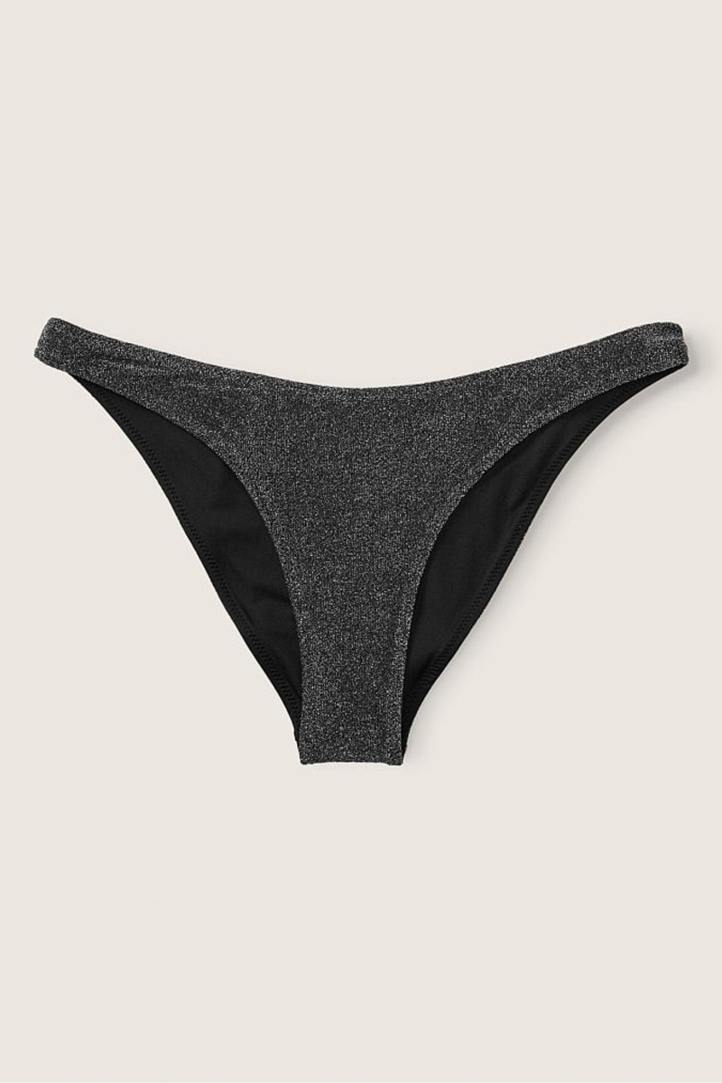 Victoria's Secret Shimmer High Cintura Cheeky Bikini Bottom Negras | 983271UHA