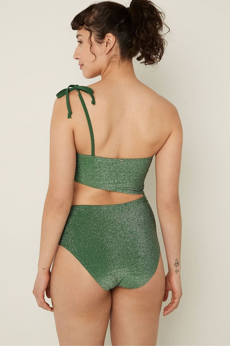 Victoria's Secret Shimmer One Shoulder Swimsuit Verde | 534208BUW