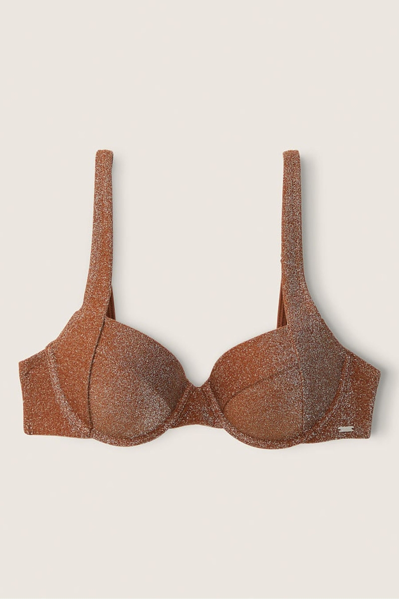 Victoria's Secret Shimmer Push Up Bikini Top Soft Cappucino | 215493OYV