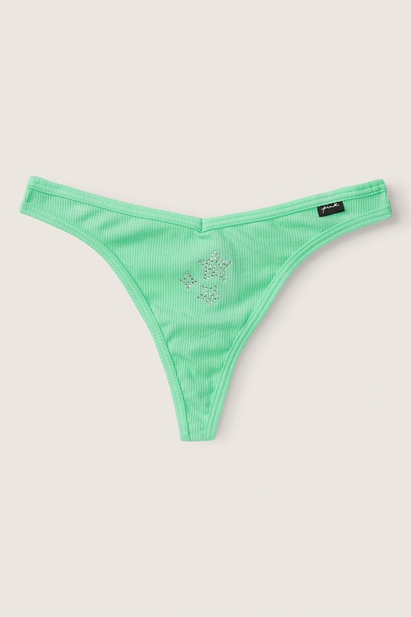 Victoria's Secret Stretch Algodon Algodon Tanga Panties Verde | 013269XVH