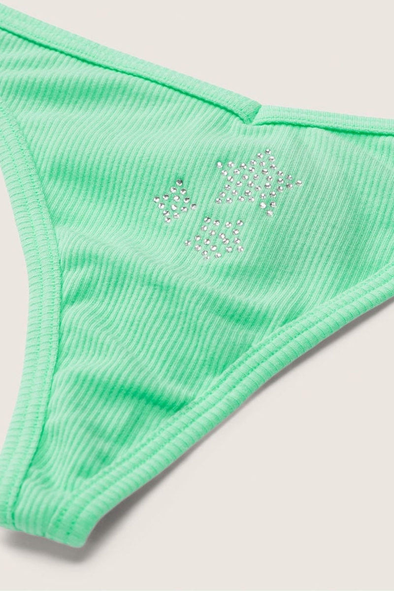 Victoria's Secret Stretch Algodon Algodon Tanga Panties Verde | 013269XVH