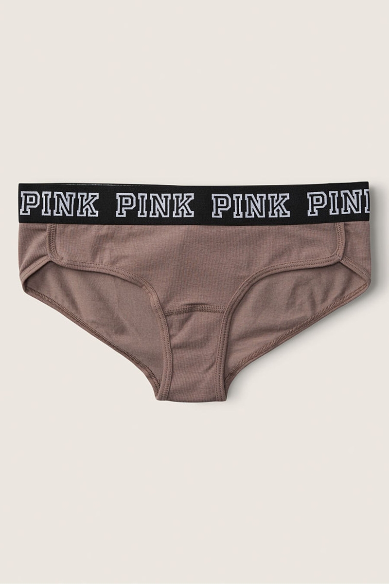 Victoria\'s Secret Stretch Algodon Algodon Logo Hipster Panties Cafe Marrones | 069517KBH