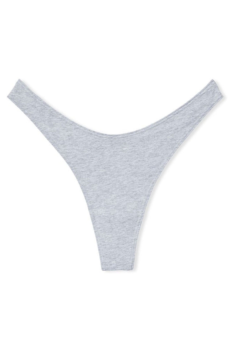 Victoria's Secret Stretch Algodon Algodon High Leg Tanga Panties Gris | 126709NTG