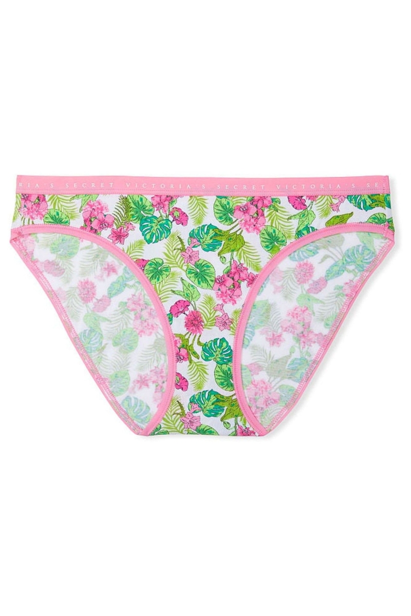 Victoria's Secret Stretch Algodon Algodon Bikini Panties Whtie Tropical Oasis | 164398ZXL