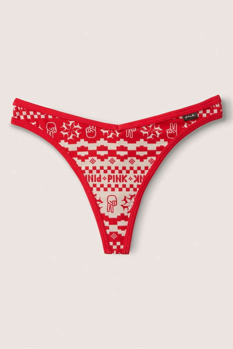 Victoria\'s Secret Stretch Algodon Algodon Tanga Panties Rojas Blancas | 251978RCA