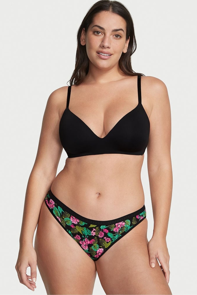 Victoria\'s Secret Stretch Algodon Algodon Bikini Panties Negras | 281076TAP