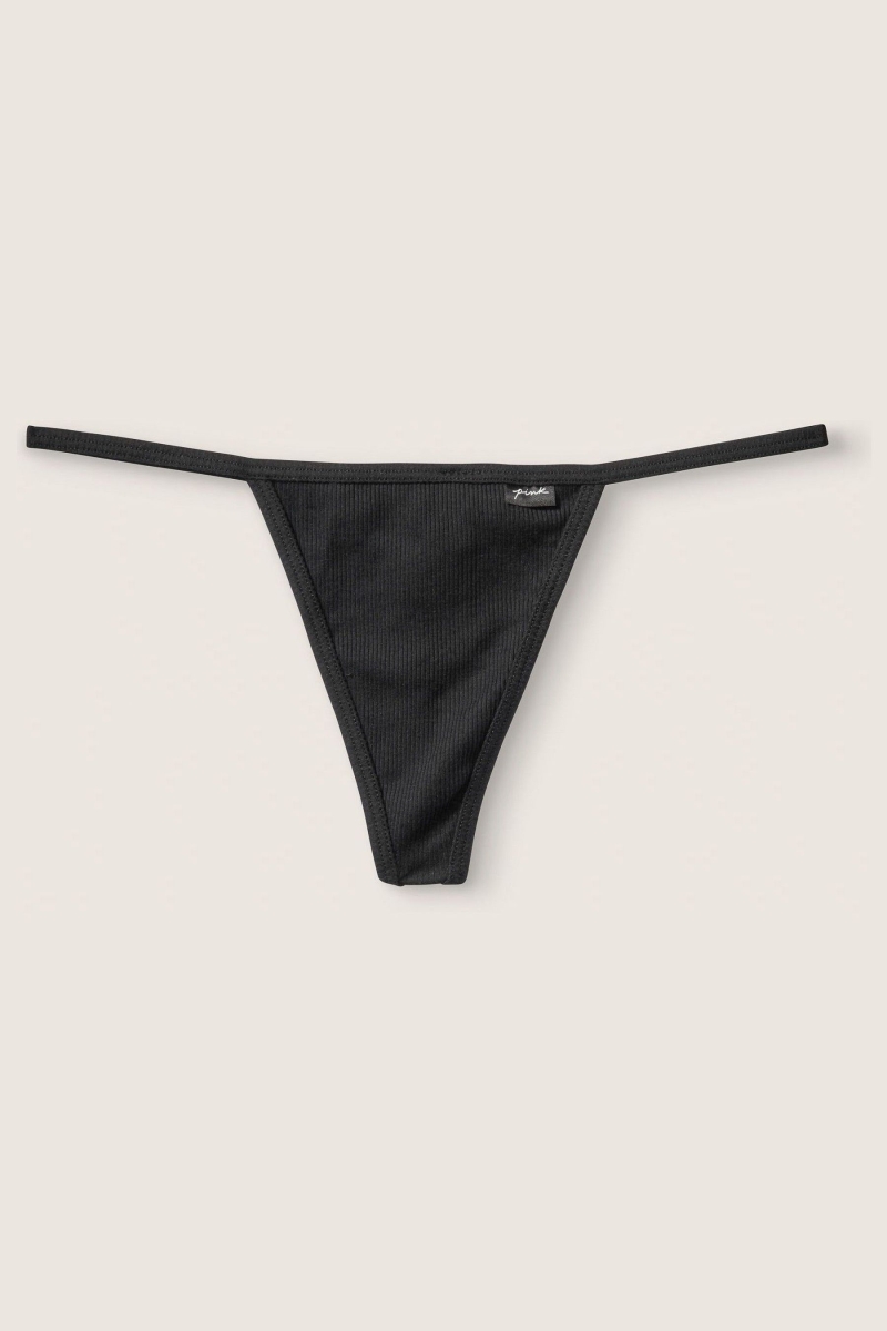 Victoria\'s Secret Stretch Algodon Algodon G String Panties Negras | 287095YEP