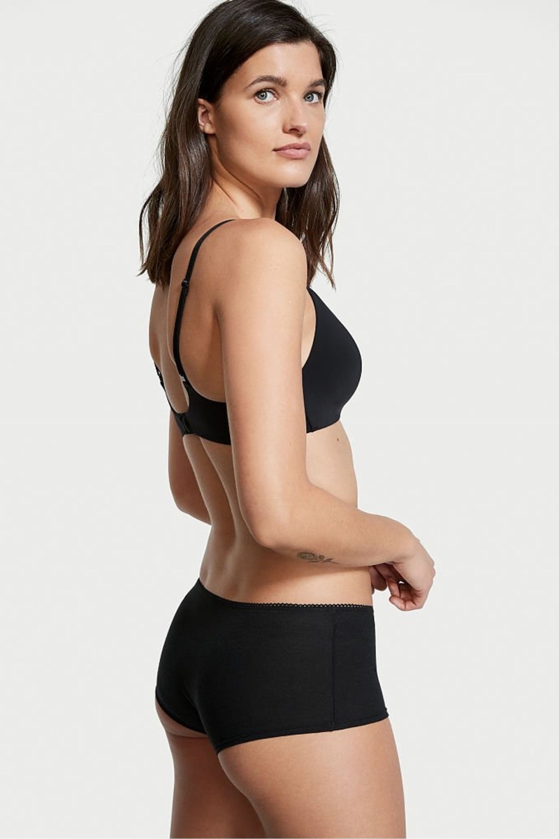 Victoria's Secret Stretch Algodon Algodon Corta Panties Negras | 415930UDB