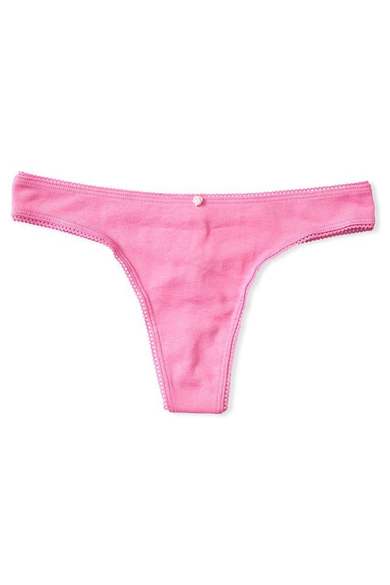 Victoria's Secret Stretch Algodon Algodon Tanga Panties Rosas | 423109GQH