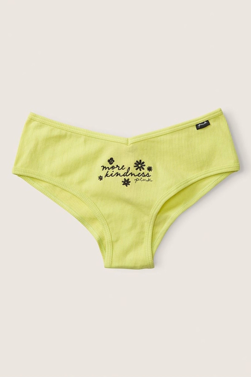 Victoria\'s Secret Stretch Algodon Algodon Cheeky Panties Verde Amarillo | 548061ANM