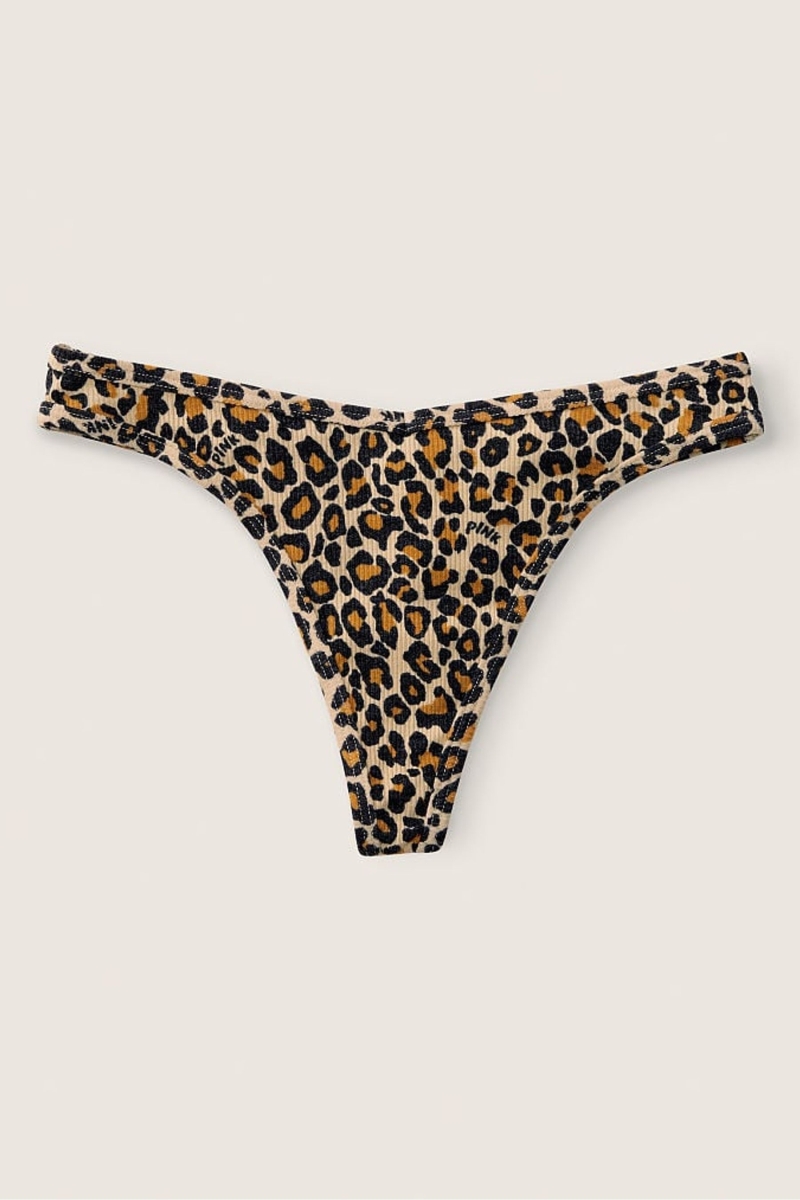 Victoria\'s Secret Stretch Algodon Algodon Tanga Panties Natural Leo | 596403BYN