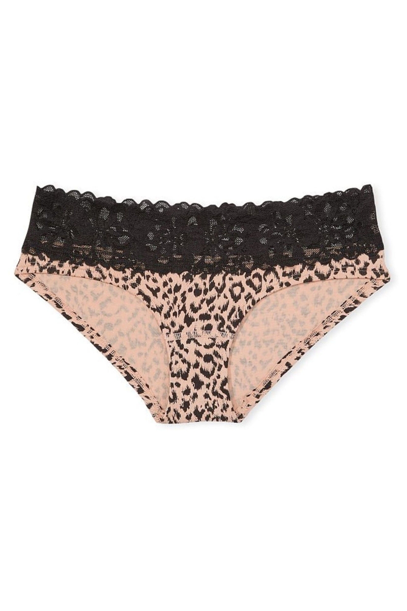 Victoria's Secret Stretch Algodon Algodon Encaje Cintura Hipster Panties Marrones | 708613YZW