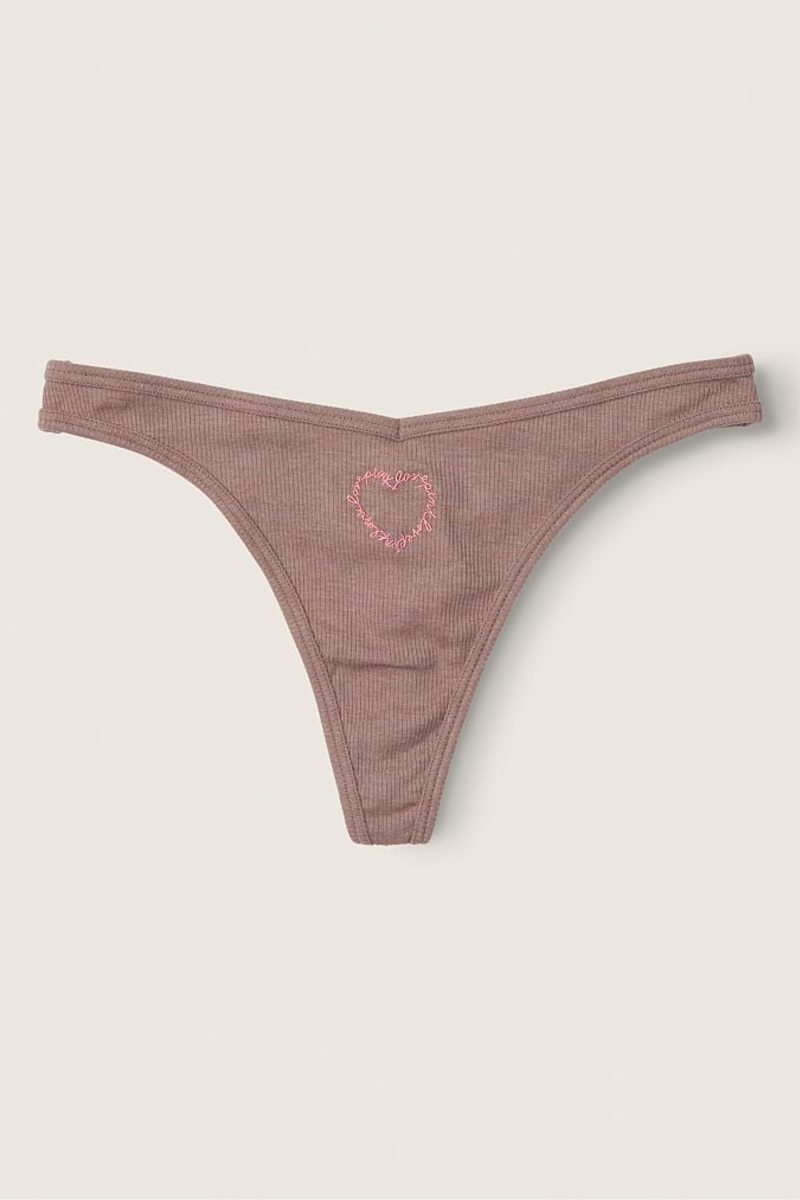 Victoria\'s Secret Stretch Algodon Algodon Tanga Panties Cafe Marrones | 732865TAK