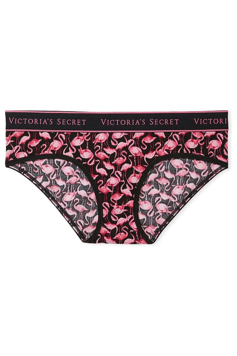 Victoria's Secret Stretch Algodon Algodon Logo Hipster Panties Negras | 895264IDV