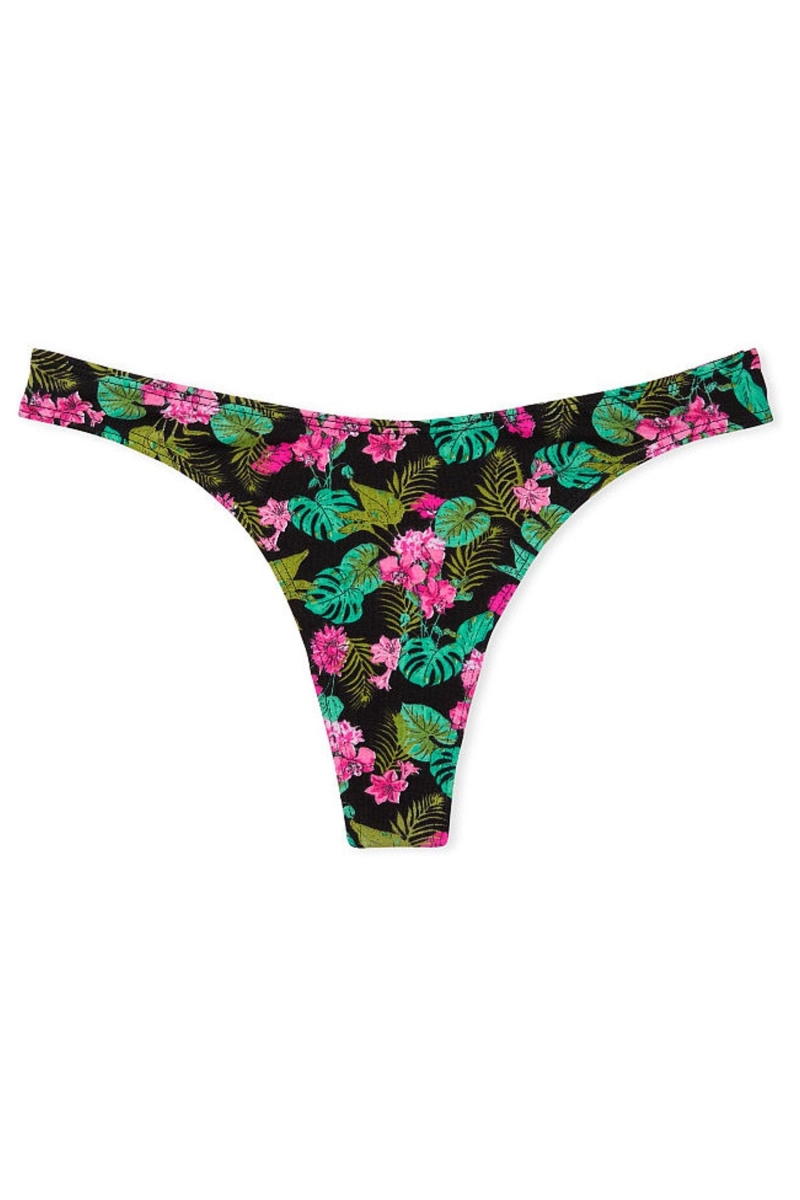 Victoria's Secret Stretch Algodon Algodon High Leg Tanga Panties Negras | 907523QDO