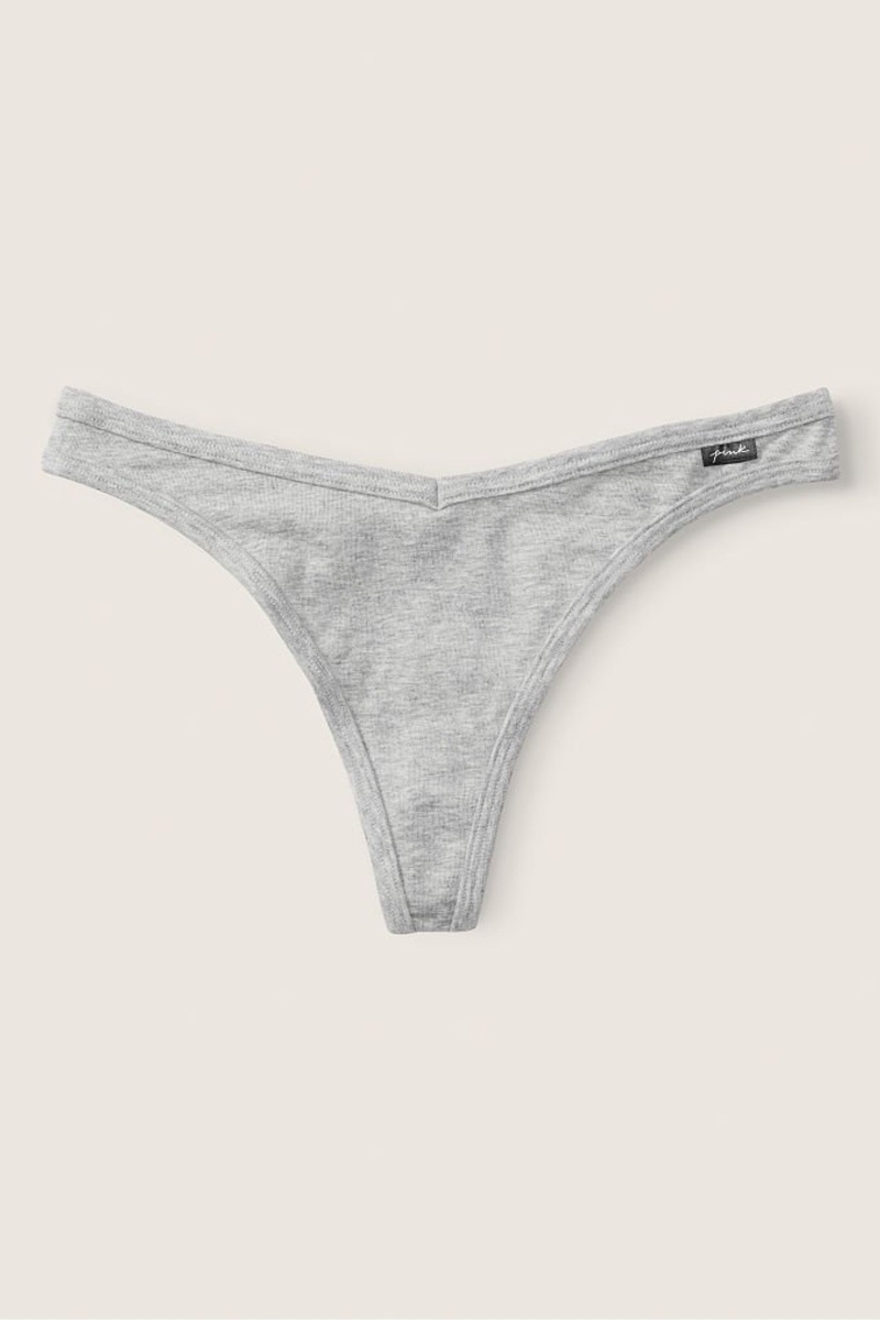 Victoria\'s Secret Stretch Algodon Algodon Tanga Panties Gris | 930716YZM