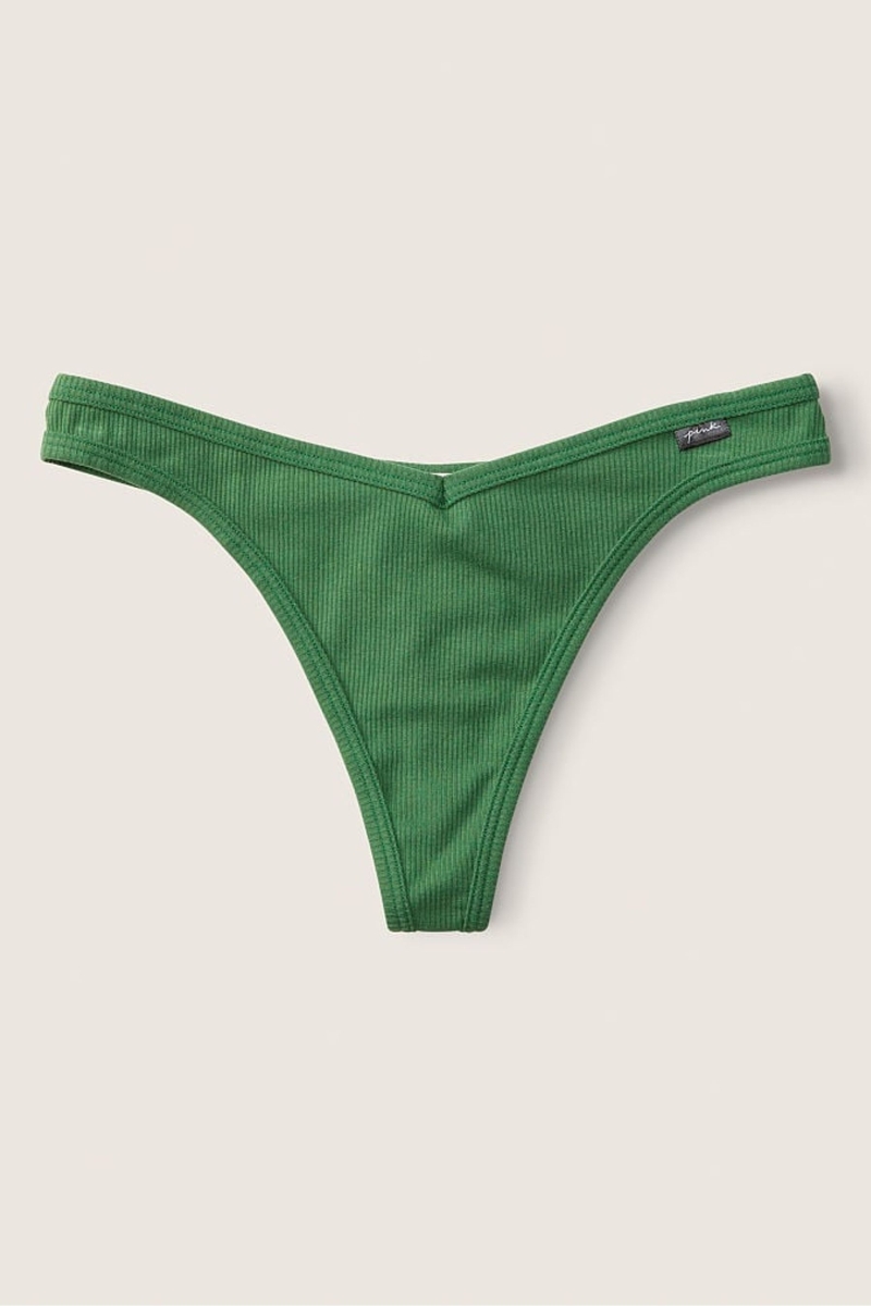 Victoria\'s Secret Stretch Algodon Algodon Tanga Panties Verde | 950138PHN