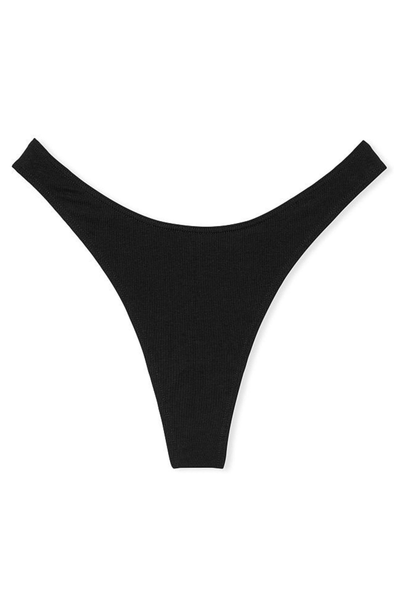 Victoria's Secret Stretch Algodon Algodon High Leg Tanga Panties Negras | 975382BAF