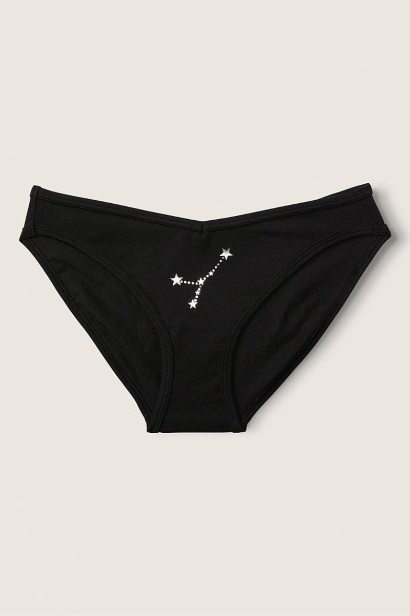 Victoria\'s Secret Stretch Algodon Astrology Algodon Bikini Panties Negras | 564132QUR