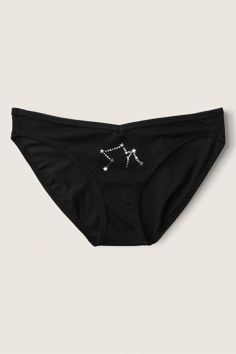 Victoria\'s Secret Stretch Algodon Astrology Algodon Bikini Panties Negras | 912543ZYO