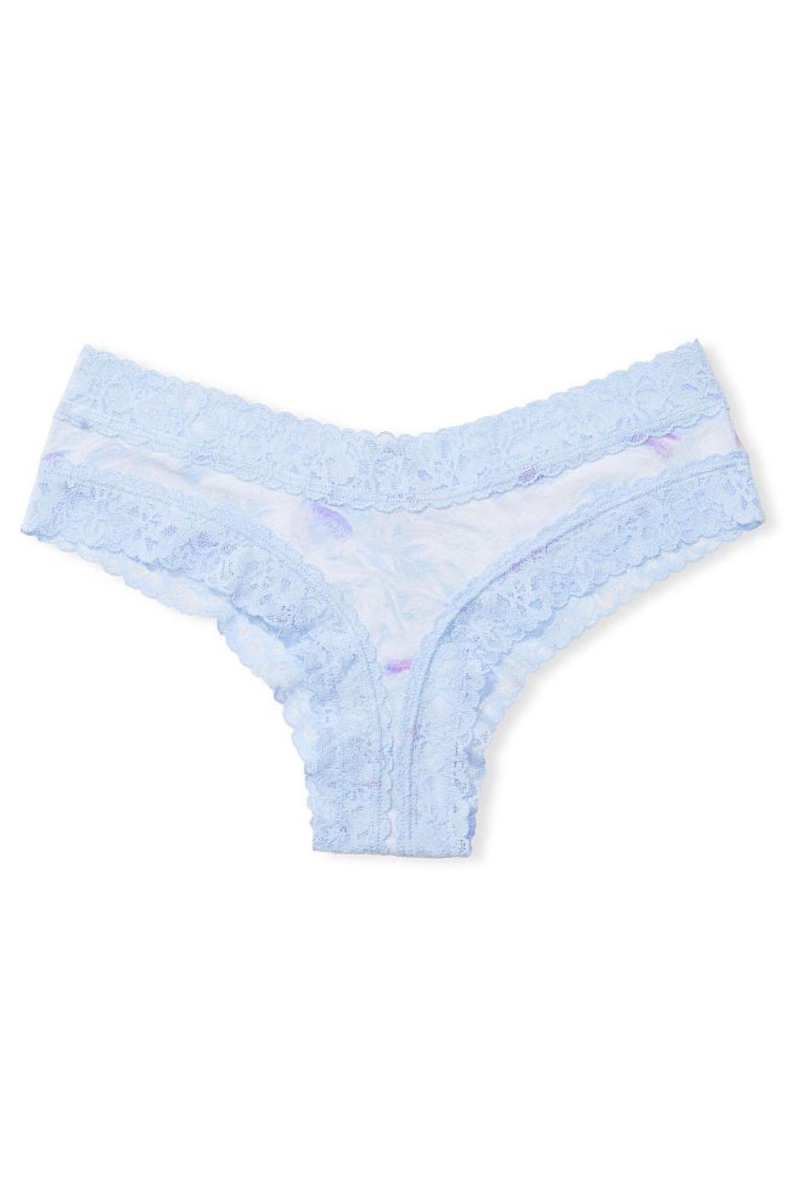 Victoria's Secret Stretch Algodon Encaje Cintura Algodon Cheeky Panties Azules | 829456QTW