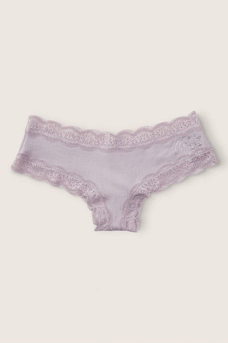 Victoria\'s Secret Stretch Algodon Encaje Trim Cheeky Panties Moradas Gris | 967382RWS